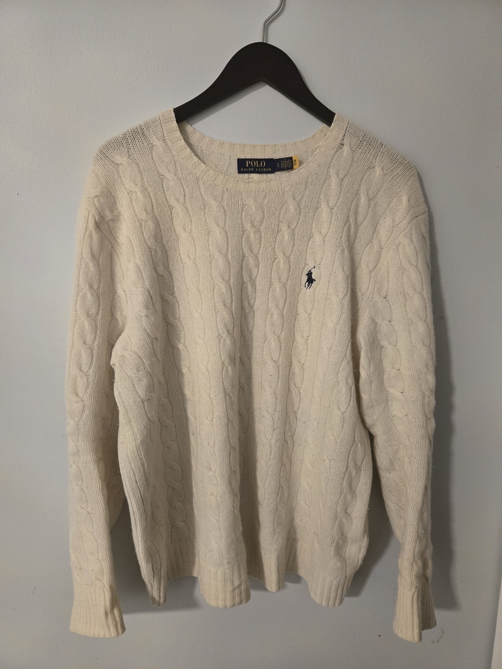 Polo Ralph Lauren Cream Cable-Knit Crewneck Sweater